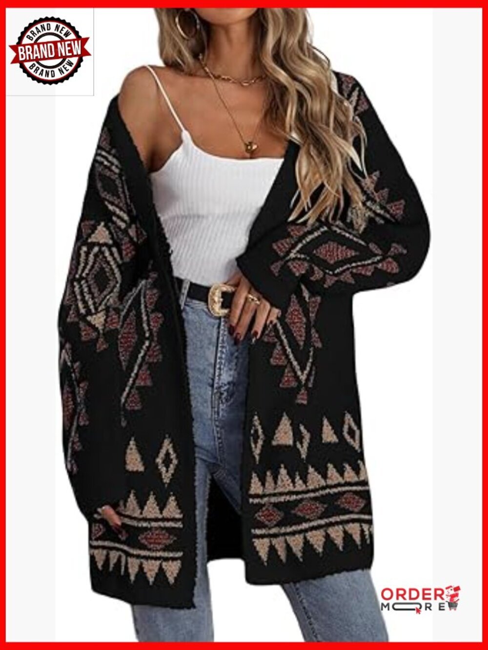 Women's Open Front Long Sleeve Chunky Knit Cardigan - Oversized Cozy Sweater